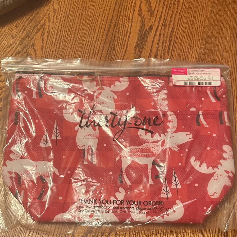 Thirty-One Red Plaid Moose Tote